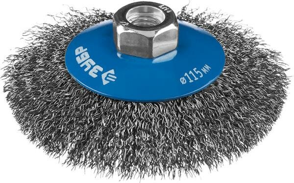 фото ЗУБР профессионал. Щетка коническая для УШМ, витая стальная проволока 0,3мм, 115ммхМ14