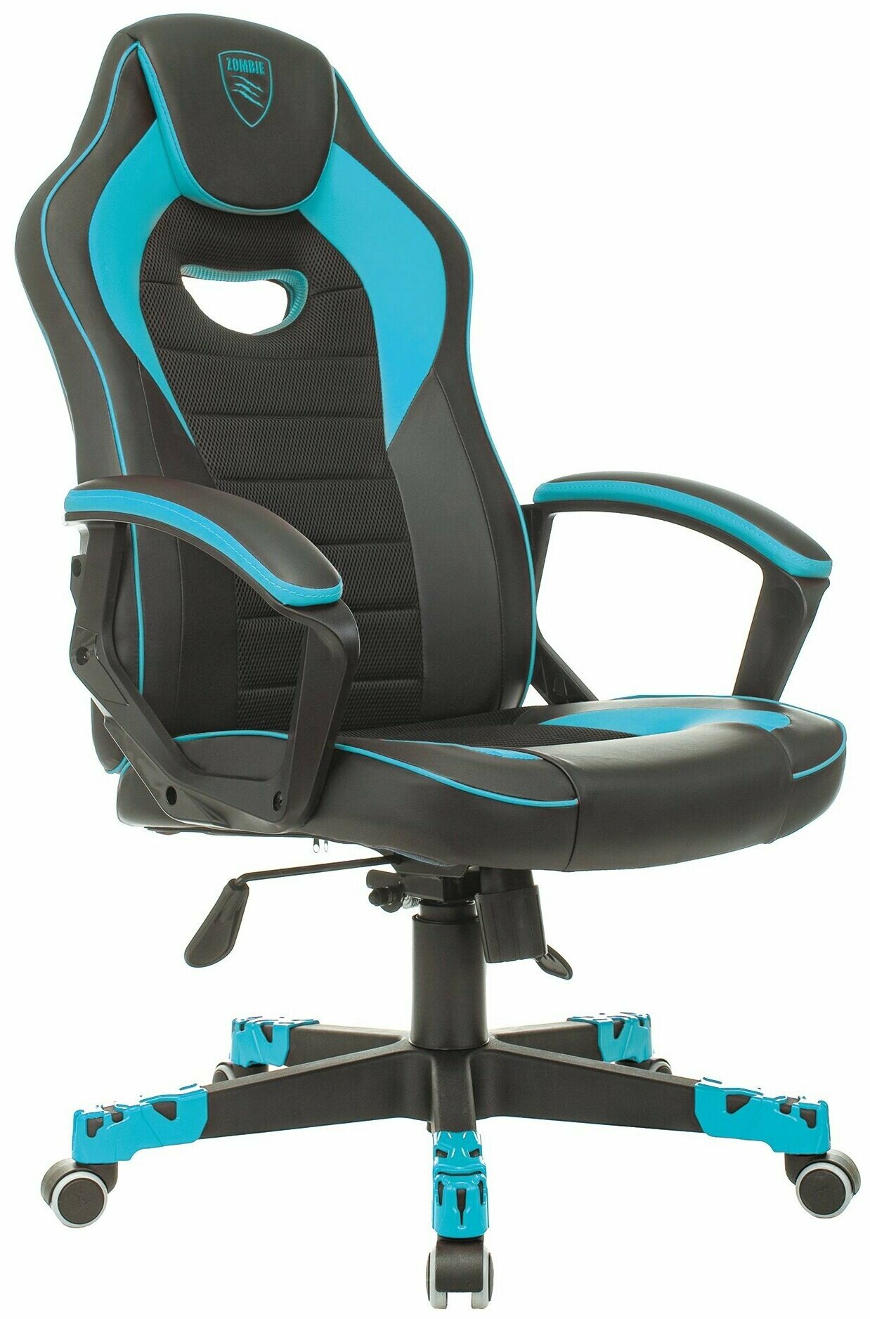 Кресло Zombie Game 16 текстиль/эко. кожа черный/голубой