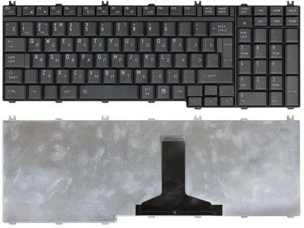 Клавиатура для ноутбука Toshiba Satellite A500 A505 L350 L355 L500 L505 L550 P200 черная матовая