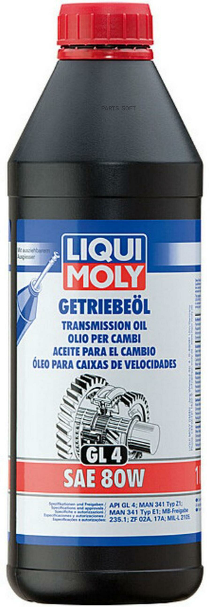 LIQUI MOLY 1020 LiquiMoly 80W Getriebeoil (1L)_масло трансмис.! мин.\ API GL 4,MAN 341TypZ1/E1,MB235.1,ZF,MIL-L 2105