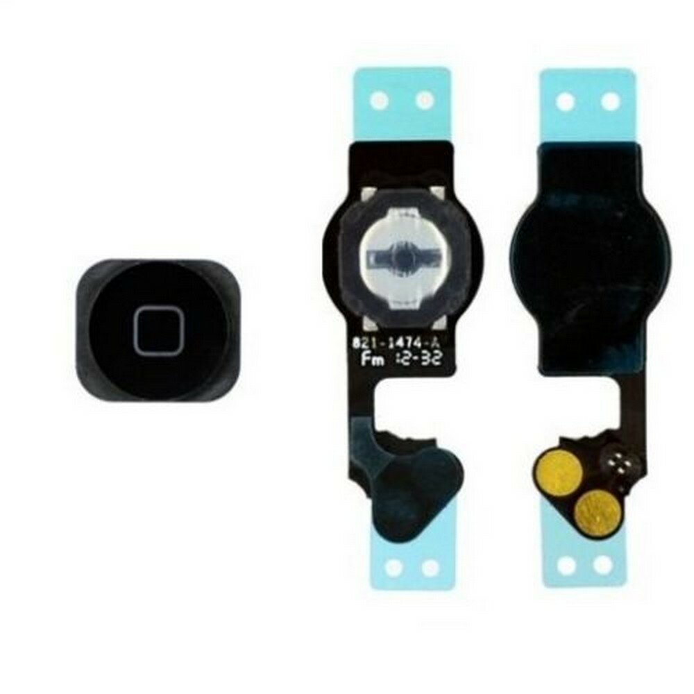 Джойстик для iPhone 5 HOME В сборе черный (кнопка + мембрана + шлейф)