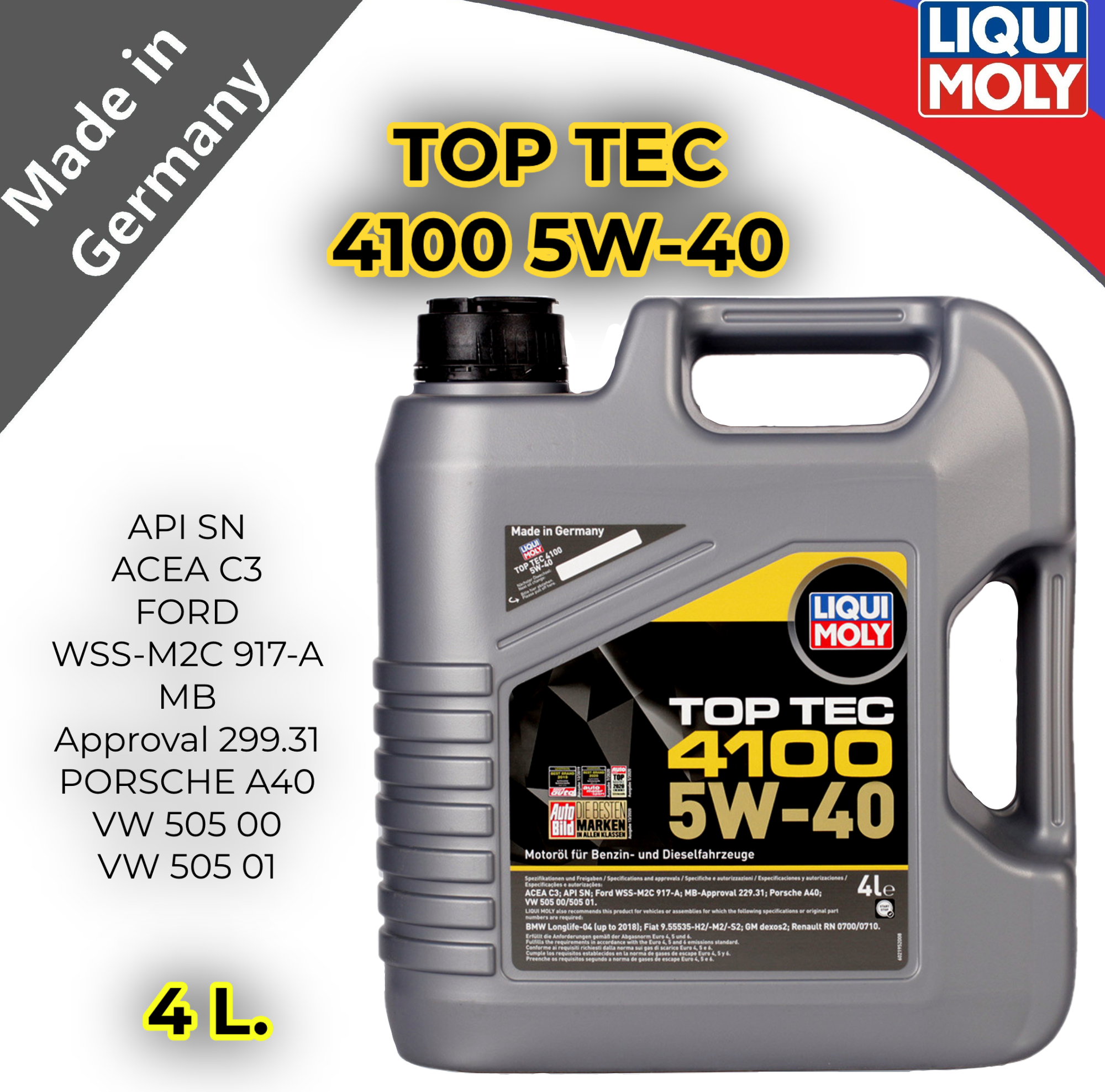 LIQUI MOLY Top Tec 4100 5W-40 Моторное масло 4л