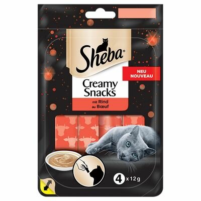 Крем-суп для котов Sheba Creamy snacks. Лакомство с говядиной. 48г. - фотография № 1