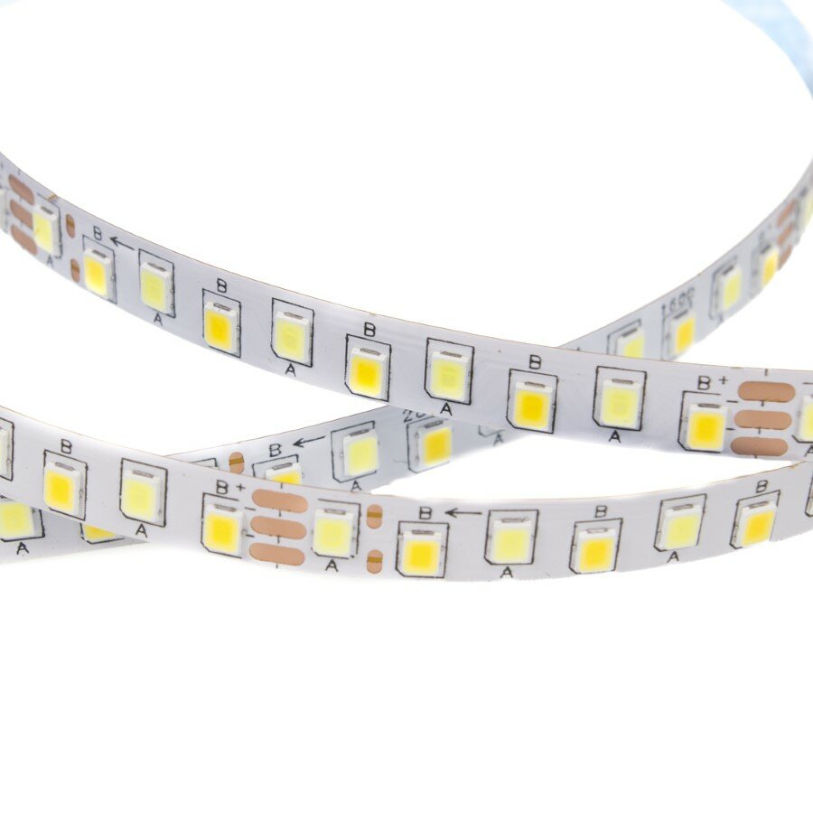 фото 129-LR300mA-2835-160SMD-IP20-MIX-W/WW(CCT) 3Ppin 3100/7000k 20W-2000Lm/m, Светодиодная лента тепло-холодная для люстр, 1 электротовар