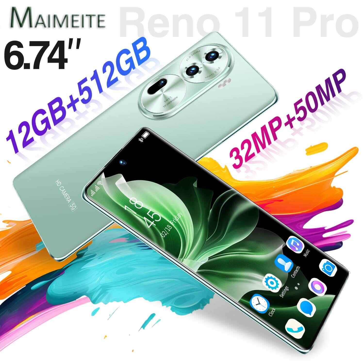 Смартфон MAIMEITE Reno 11 PRO 6,74 дюйма с Android 13