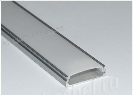 SP266-2000 ANOD (матовый экран, 2м.), Профиль алюминиевый, 2000х23,8х6мм, 2 заглушки, 4 крепежа, Виасвет