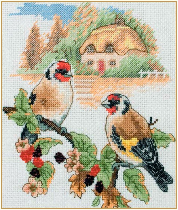 Autumn Goldfinch (Осенний Щегол) #PCE0506 Anchor Набор для вышивания 16.5 х 19.5 см Счетный крест