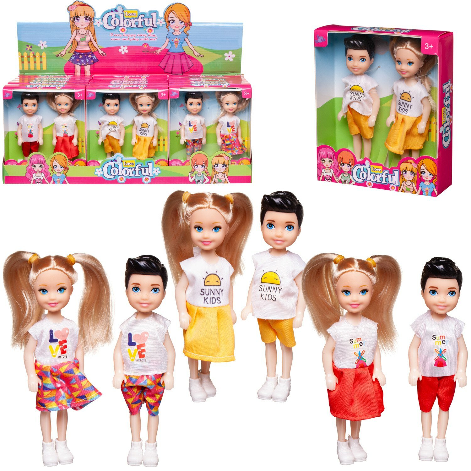 Игровой набор кукол Мальчик и девочка 13 см, в дисплее 15 шт - Junfa [WJ-35101]