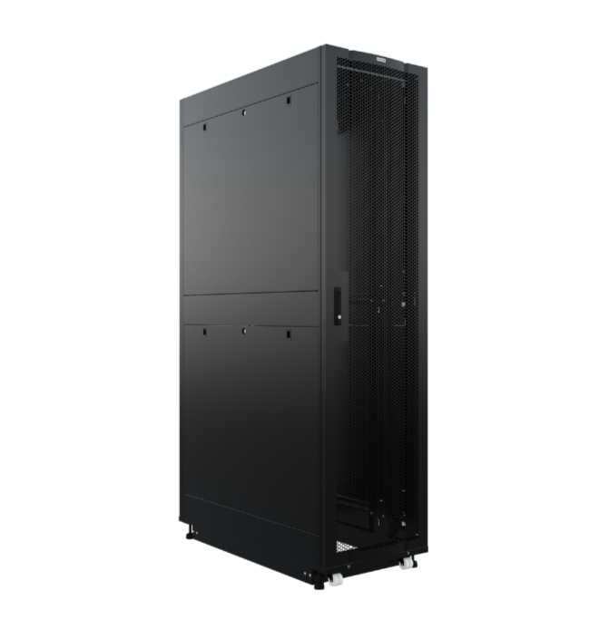 Рэк-шкаф EMILINK 19" Напольный серверный шкаф NTSS DS 48U 600х1070 мм, двойные боковые стенки, панель потолка с 4-я вводами, дверь перфориро