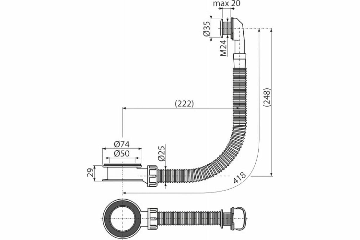 Слив-перелив для умывальника Alcadrain A328B 00041894 - фотография № 4