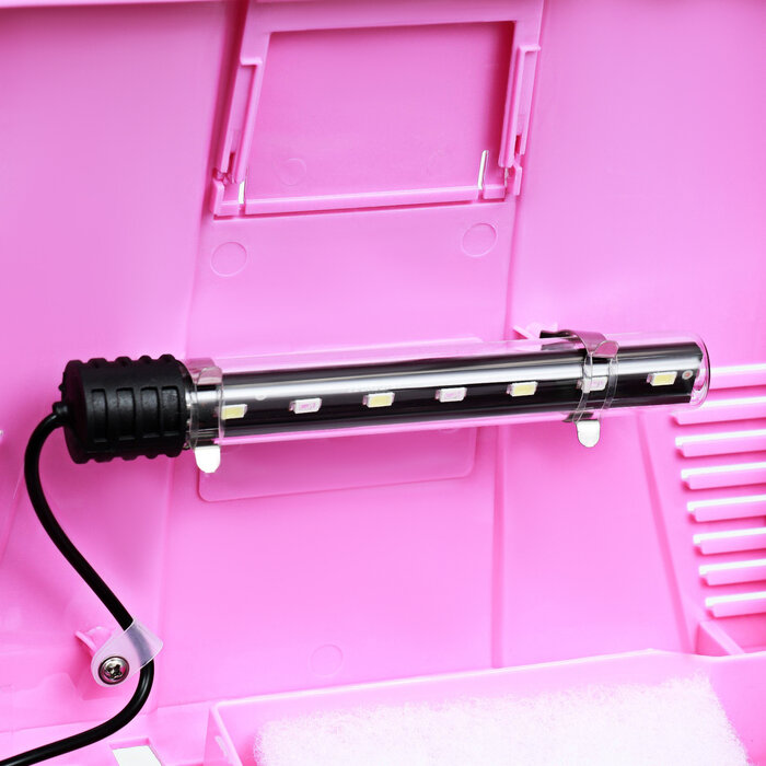 Аквариум SeaStar HX-240F в комплекте: LED-лампа, фильтр, 10 л, розовый - фотография № 7
