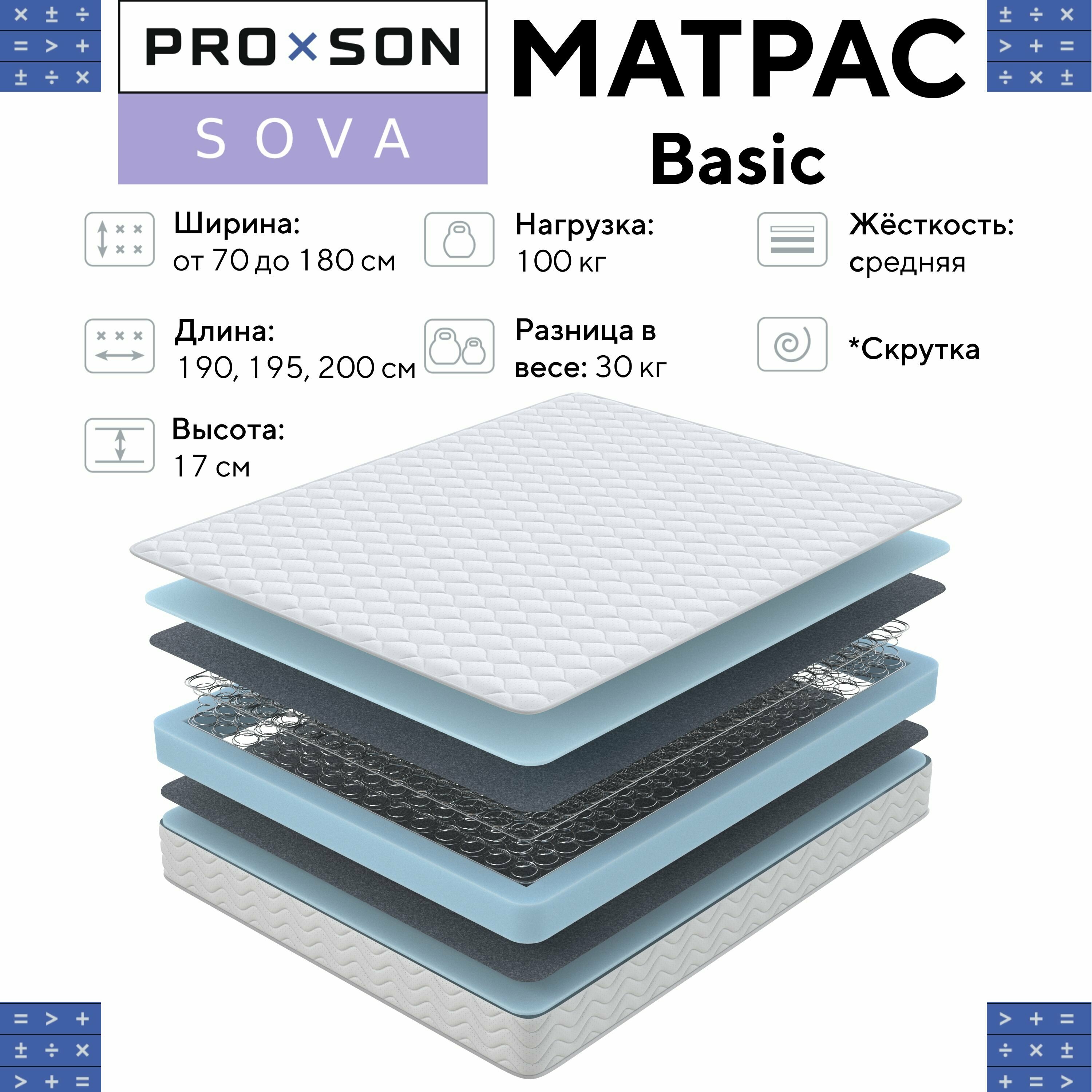 Матрас ортопедический PROSON Sova Basic пружинный