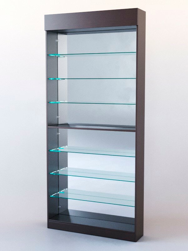 фото Стеллаж "шалость" №2-2-900 (задняя стенка зеркало), Дуб Венге 90 x 20 x 200 см