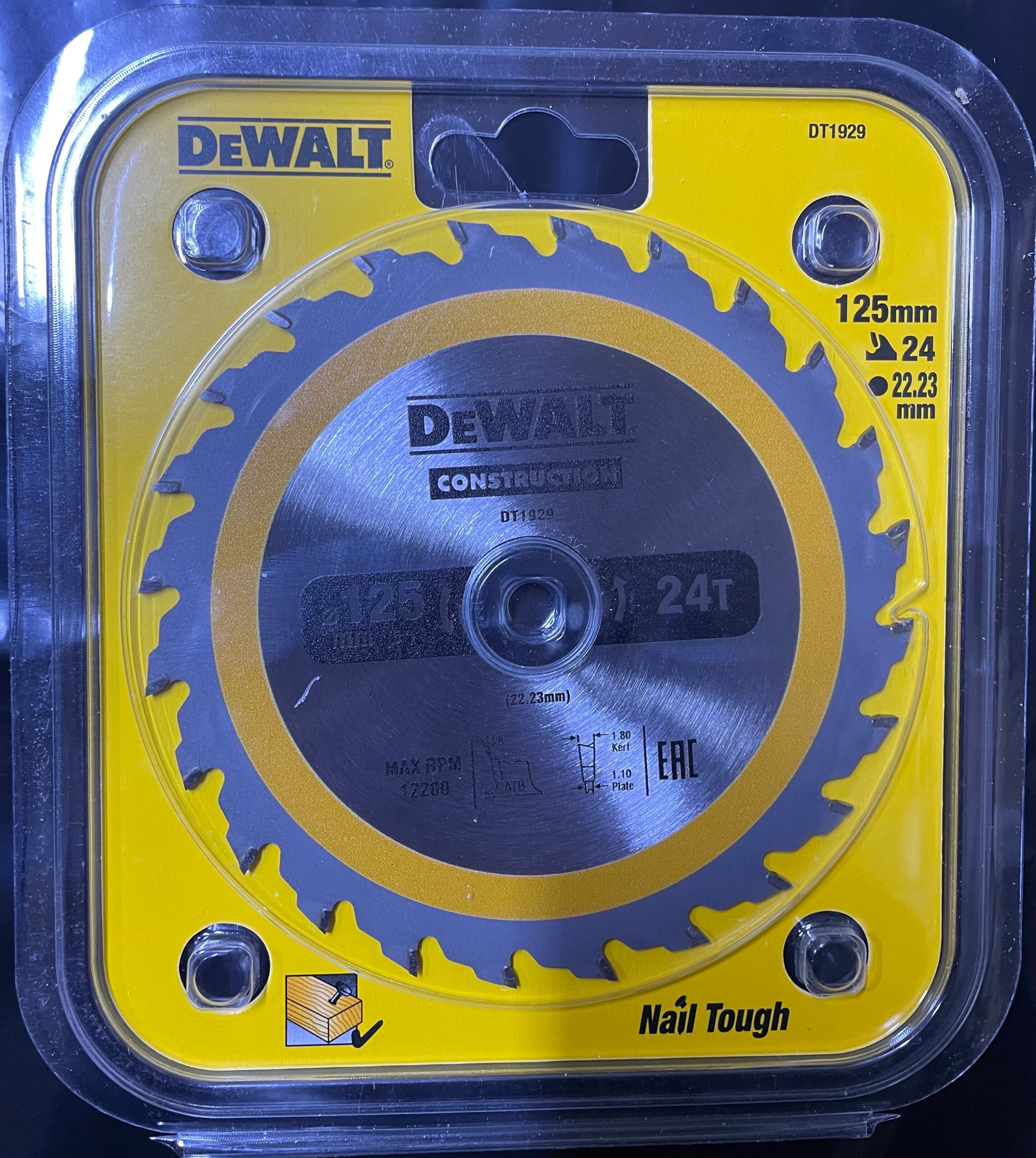 Диск пильный для резки дерева DeWalt 125x22mm 24 Т