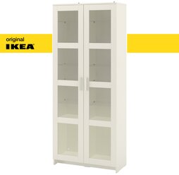 Шкаф-витрина икеа IKEA Brimnes Бримнэс, 80x190 см, белый