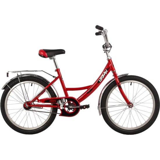 Novatrack Велосипед 20" URBAN красный, защита А-тип, тормоз нож, крылья и багажник хром.