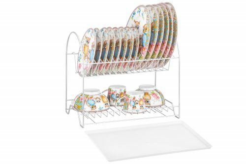 фото Сушилка EL Casa для посуды "Люкс" 40*24*35 см, серебристая, с поддоном, металлическая (670175 Elan)
