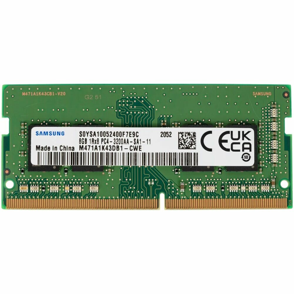 Оперативная память Samsung 8 ГБ DDR4 3200 МГц SODIMM CL22 M471A1K43DB1-CWE