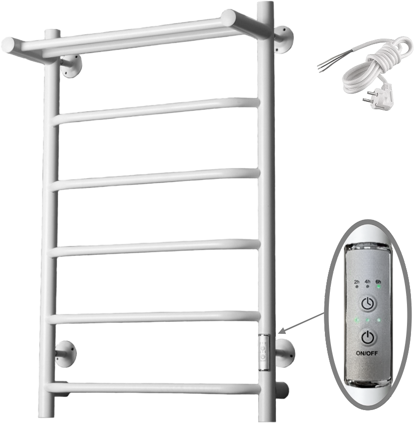 Полотенцесушитель электрический Тругор Пэк сп 6 П 80х50 с выключателем белый