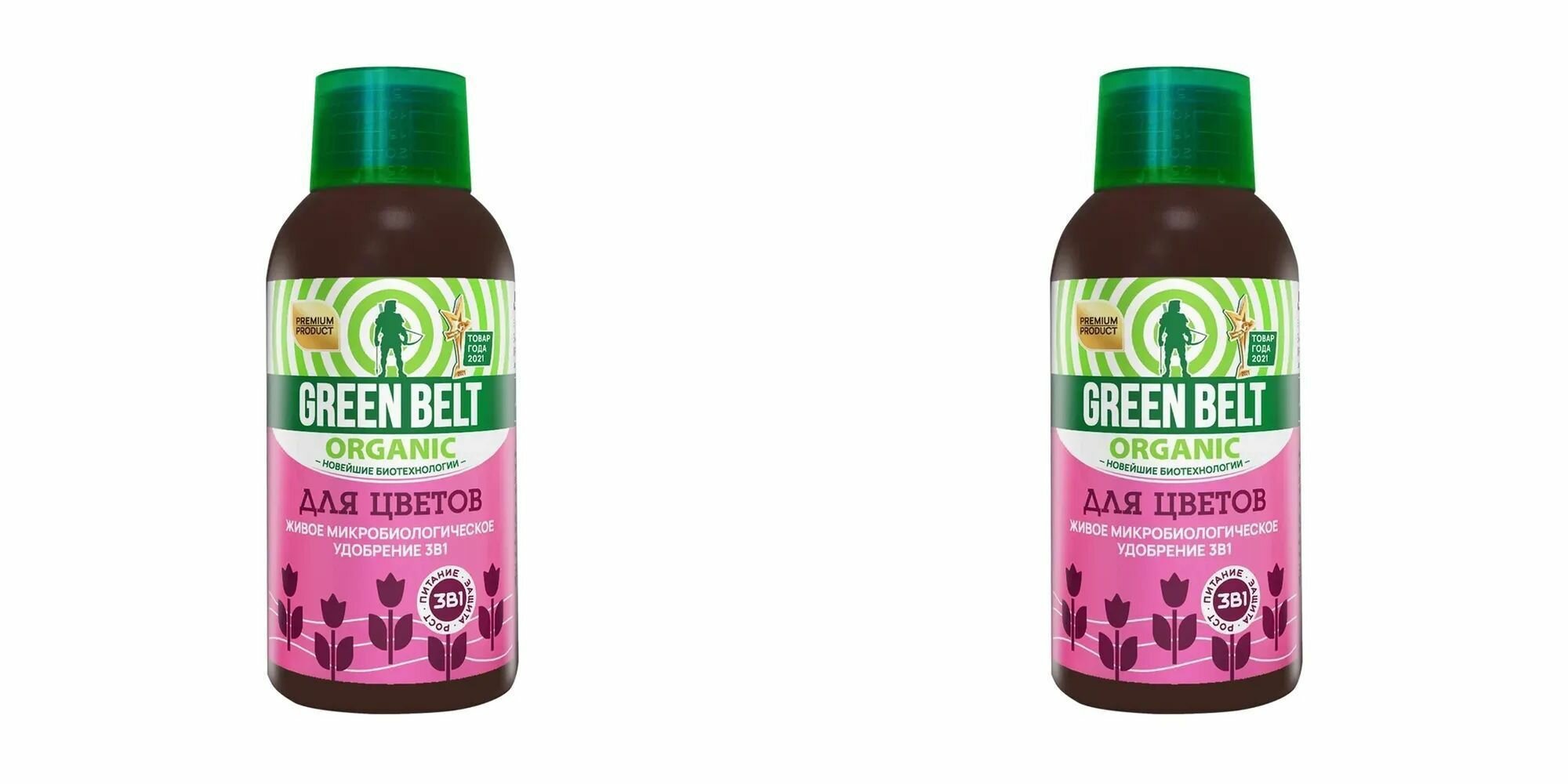 GreenBelt Биоудобрение для цветов жидкое, флакон, 250 мл, 2 шт - фотография № 1