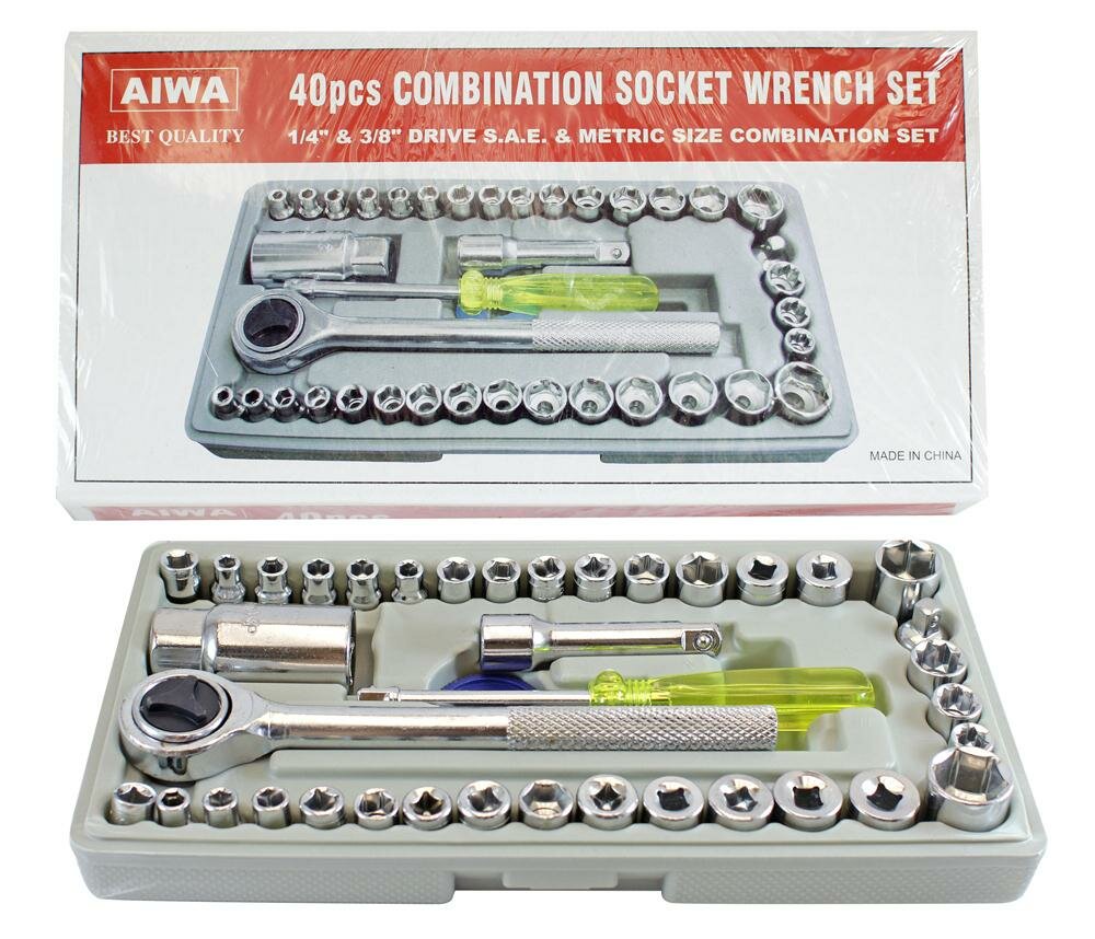 фото Набор головок 1/4" 38 головок, трещотка, отвертка в кейсе 197086