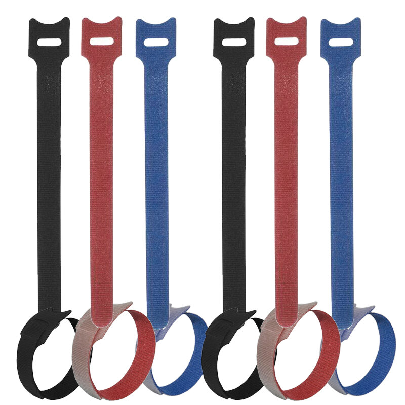 фото Хомут-липучка (стяжка) 210мм х 16мм, 6 шт / 3 цвета / черный,синий, красный