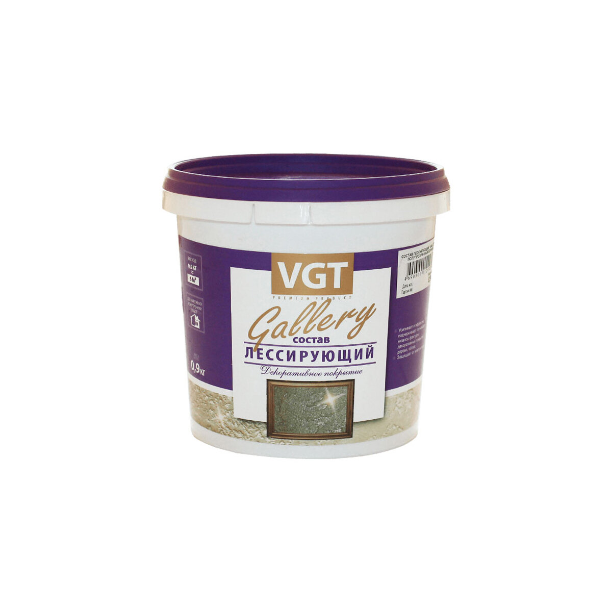 VGT GALLERY лессирующий состав полупрозрачный для декоративных штукатурок серебристо-белый (09кг)