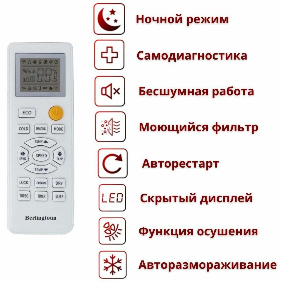 Кондиционер Berlingtoun Derby BR-07MBST1 настенный - фотография № 7