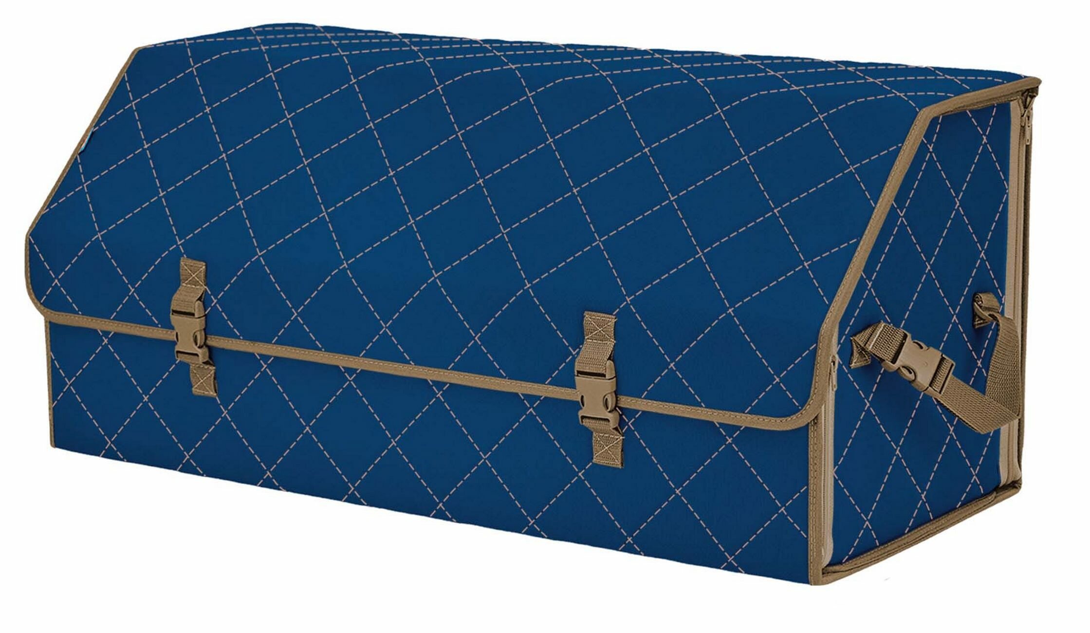 Органайзер-саквояж в багажник "Союз" (размер XXL). Цвет: синий с бежевой прострочкой Ромб.