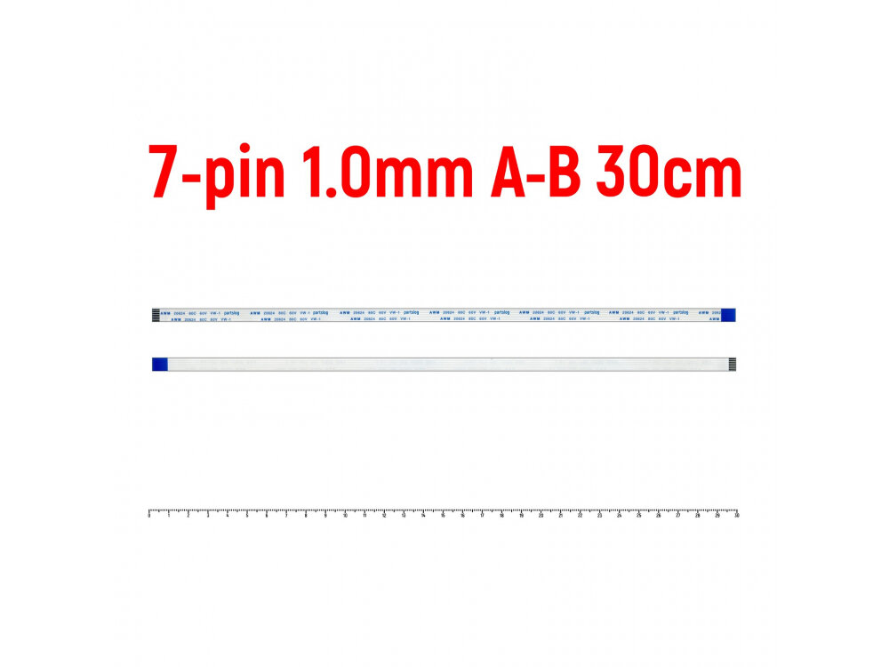 Шлейф FFC 7-pin Шаг 1.0mm Длина 30cm Обратный A-B AWM 20624 80C 60V VW-1