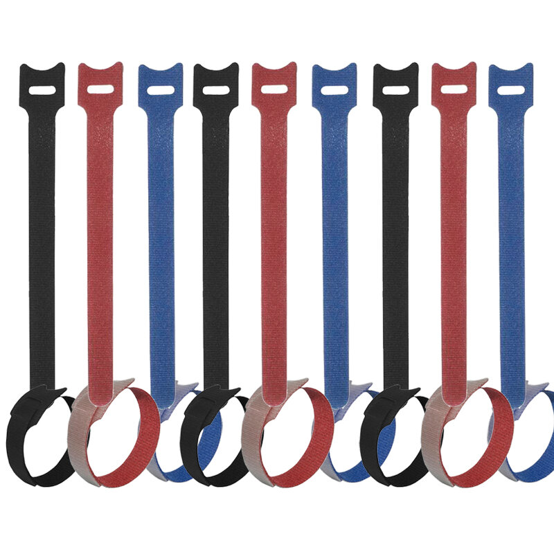 фото Хомут-липучка (стяжка) 210мм х 16мм, 9 шт / 3 цвета / черный,синий, красный