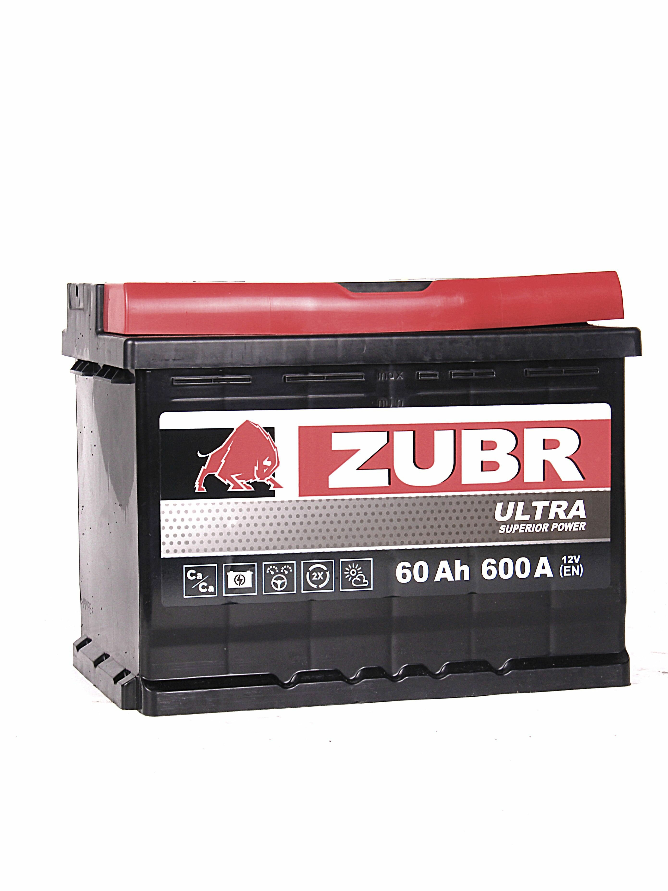 Аккумулятор автомобильный ZUBR ULTRA 60Ач R+ EN600A 242x175x190