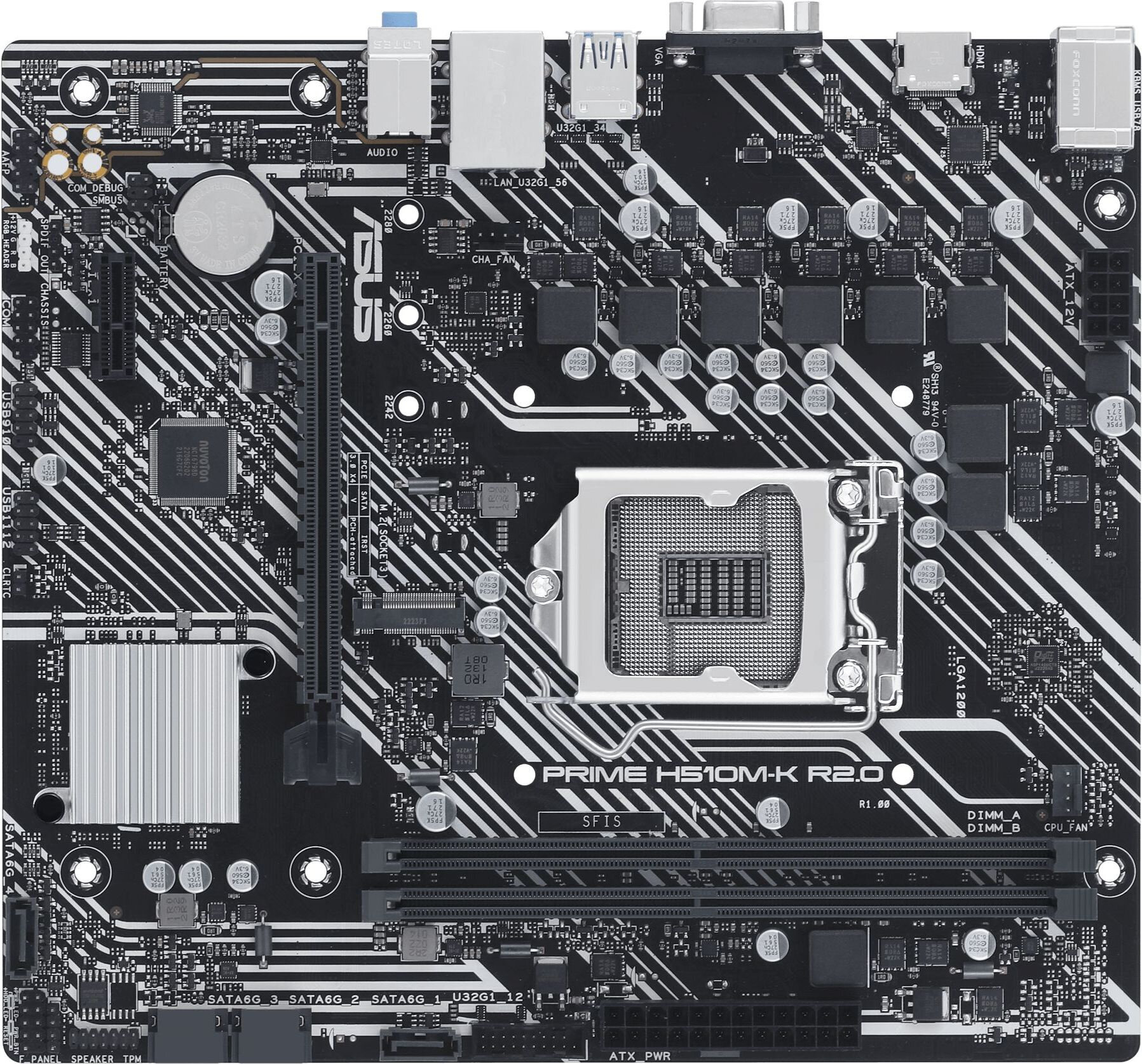 Материнская плата Asus PRIME H510M-K R2.0 Soc-1200 Intel H470 2xDDR4 mATX AC`97 8ch(7.1) GbLAN+VGA+H