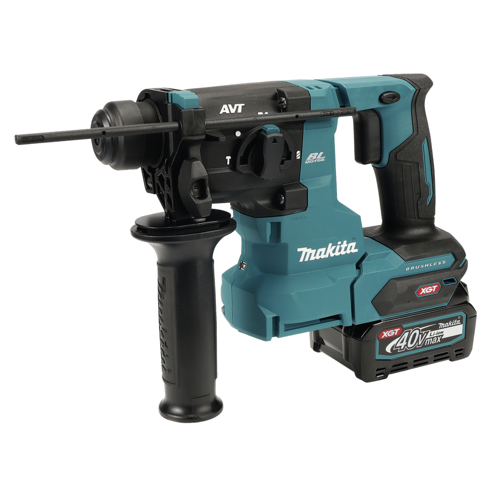 Перфоратор MAKITA HR010GD201 SDS-PLUS, 40 вольт, 2x 2,5 Ач аккумулятор, быстрое зарядное устройство, вытяжка пыли DX