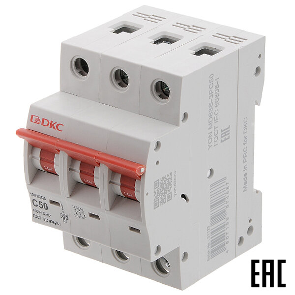 фото Автоматический выключатель YON max MD63S-3PC50 50А/3п/ 4,5кА на Din-рейку ДКС