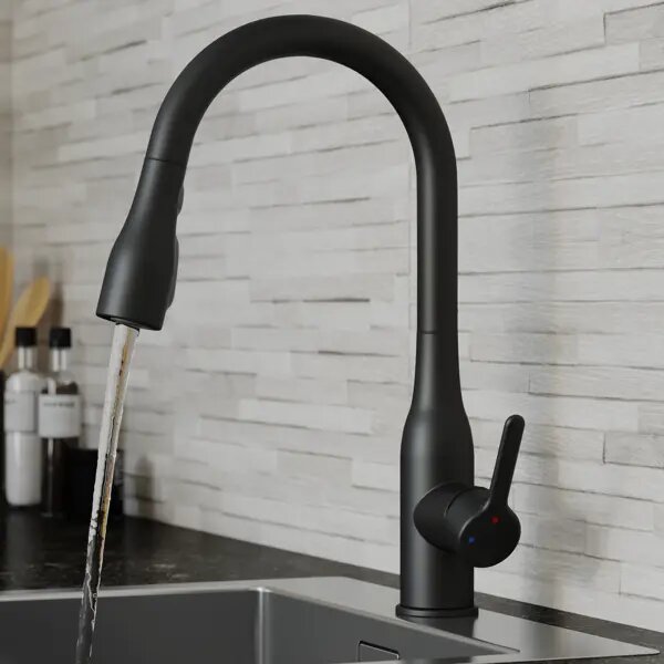 фото Смеситель кухонный Delinia Fanny высота 20.3 см цвет черный матовый