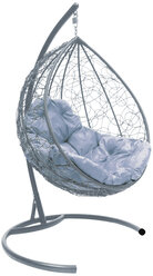 Подвесное кресло M-group капля с ротангом серое серая подушка