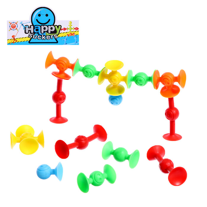 фото Конструктор «Весёлые присоски», 14 деталей (комплект из 10 шт)