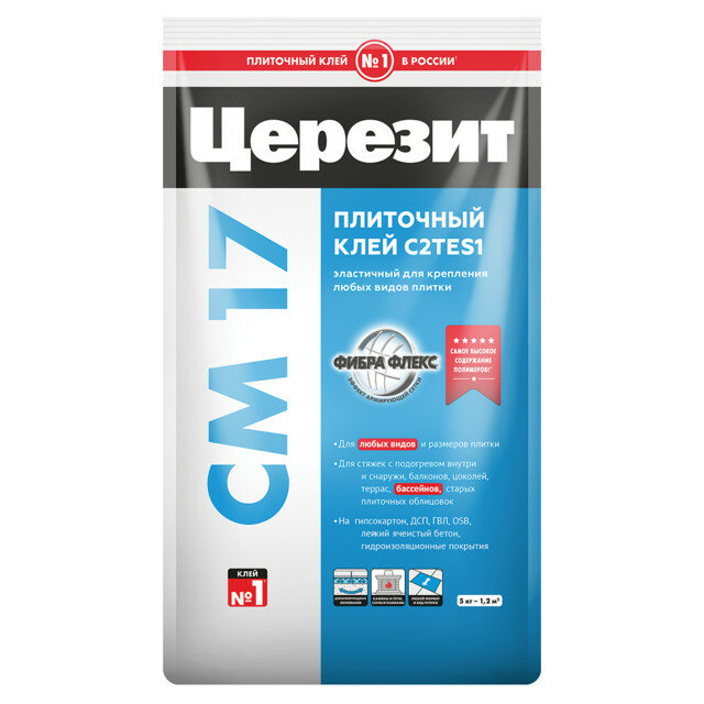 Клей для плитки ceresit cm17 высокоэластичный 5кг арт.2092263