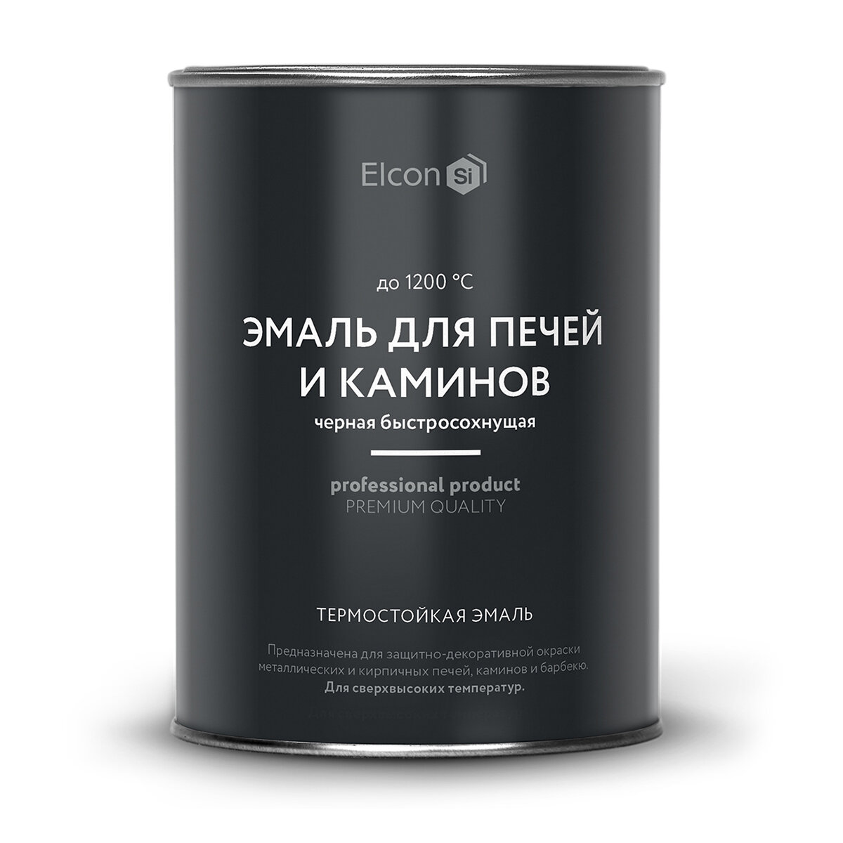 Термостойкая эмаль Elcon Max Therm для печей и каминов черная 1200 градусов 08кг