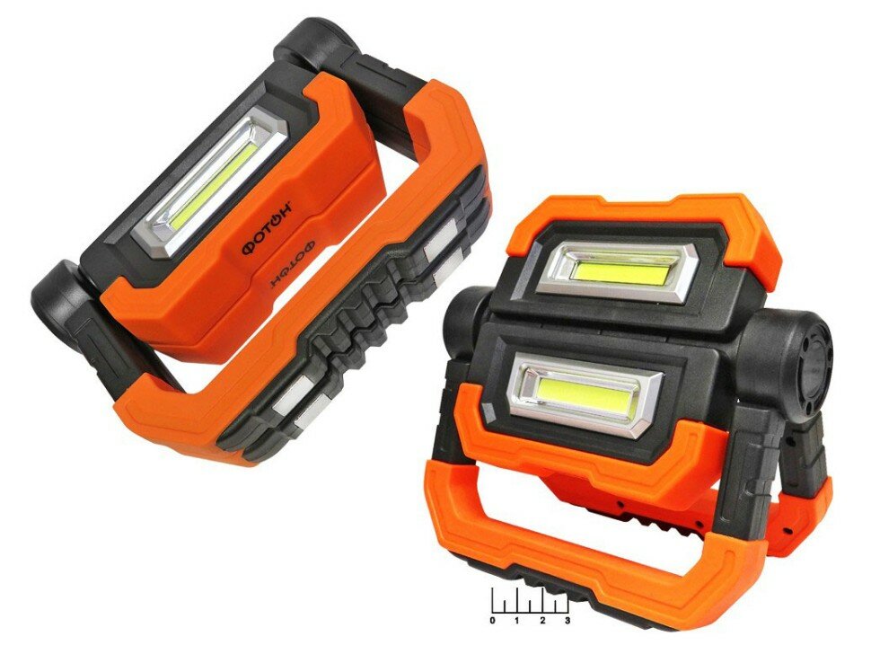 фото Прожектор светодиодный 220V 2*10W 2LED 6000K белый холодный переносной аккумуляторный WPB-7800 IP54