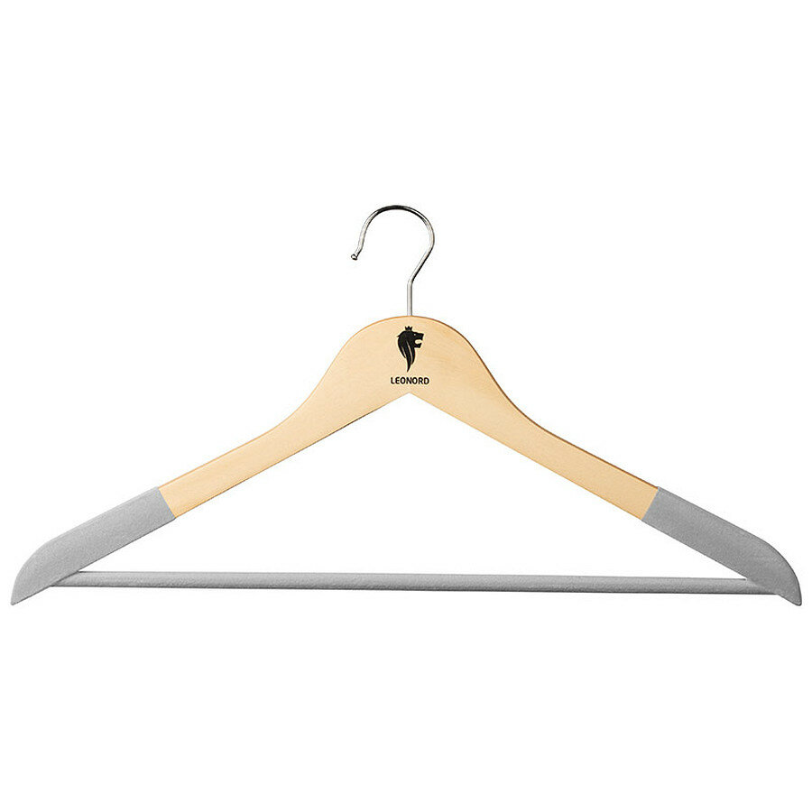 фото Вешалка деревянная, флокированная, цвет древесный