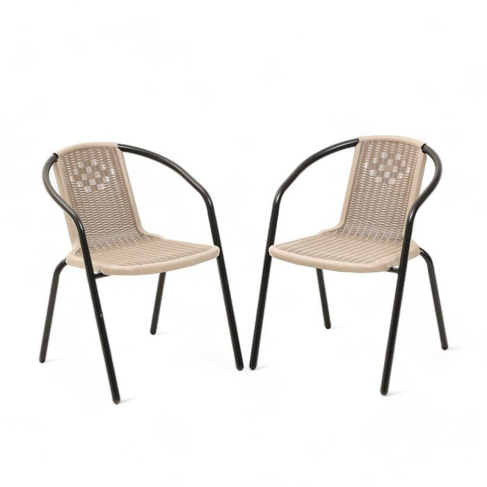 фото Набор садовой мебели: 2 стула, 53 х 61 х 73 см, каркас 24 х 0.8 мм, до 100 кг, бежевый