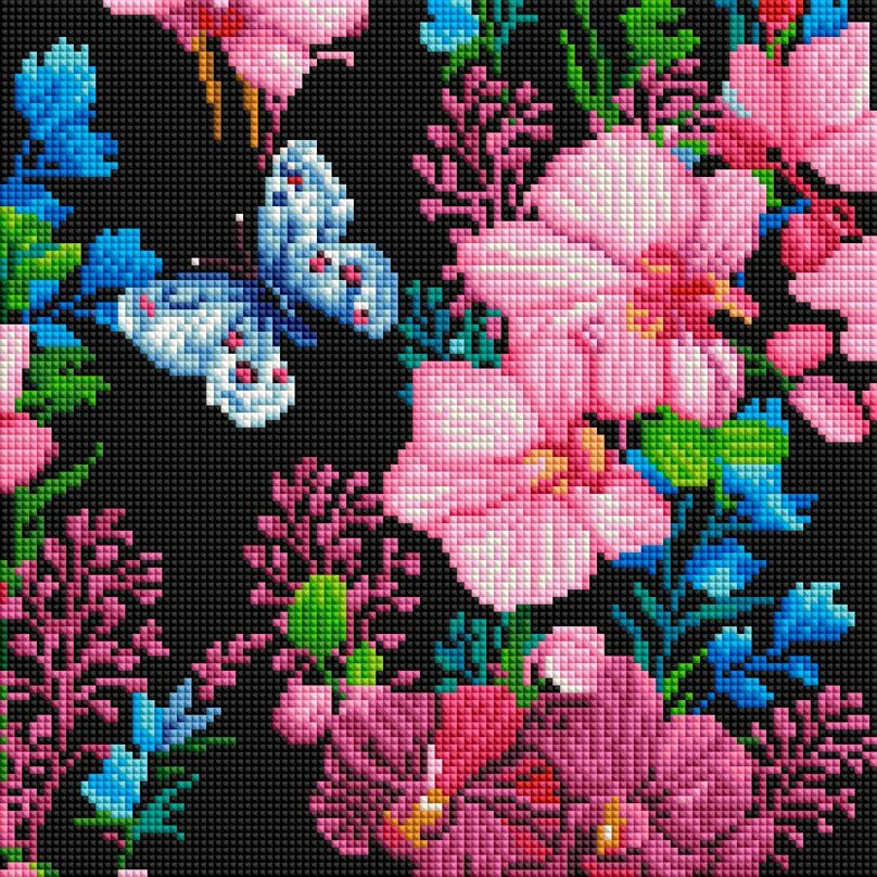 Набор для творчества Белоснежка Алмазная мозаика на подрамнике Розовые орхидеи 30 см