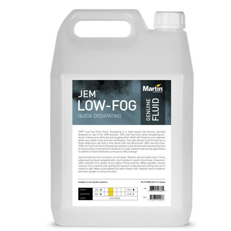 Martin Low-Fog Fluid, Quick Dissipating, 5 l Жидкость для генераторов тяжелого дыма JEM Glaciator Dynamic и JEM Glaciator X-Stream, канистра 5 литров