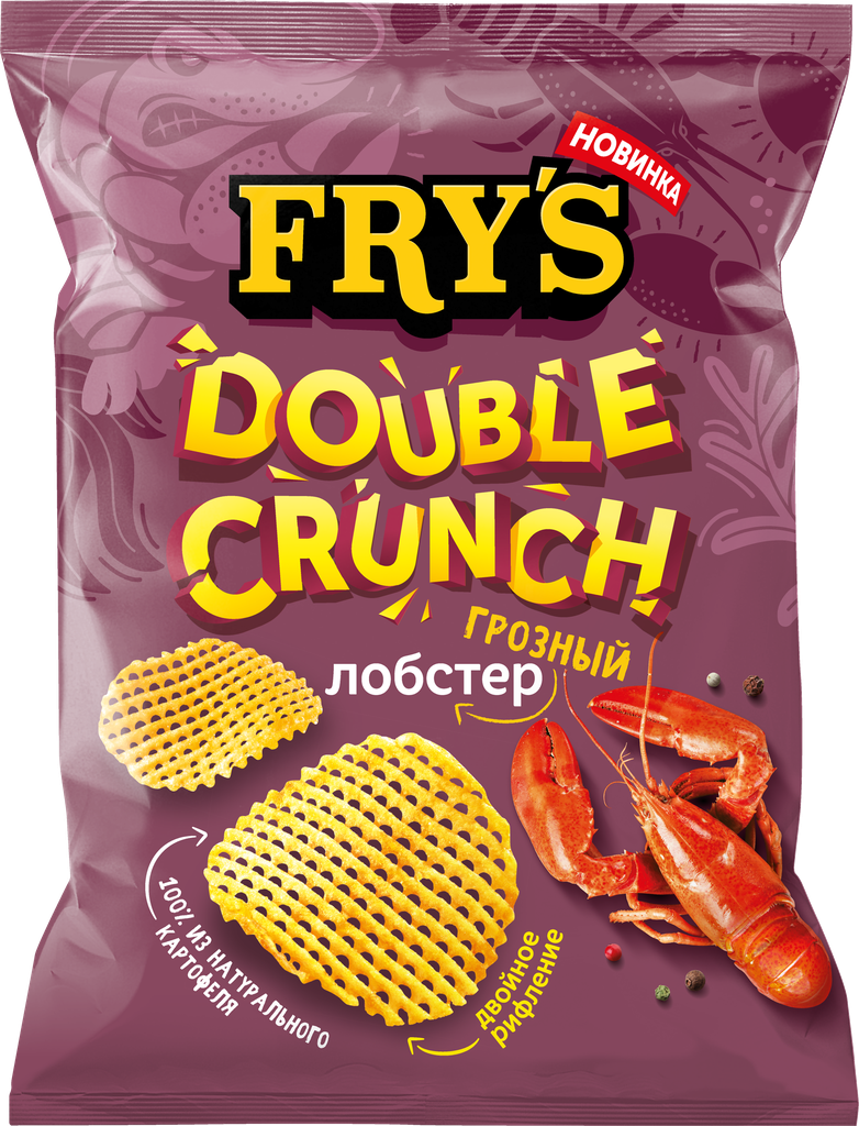 Чипсы картофельные FRY’S со вкусом Грозный лобстер, рифленая подушка, 70г