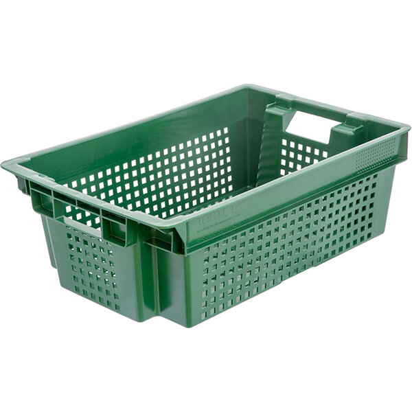 фото Ящик перфорированный для овощей и фруктов; полиэтилен; , H=20, L=60, B=40см; зелен.