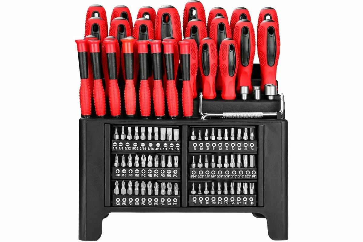 фото DEKO Набор профессиональных отверток и бит SS100 с удобной подставкой 100 предметов