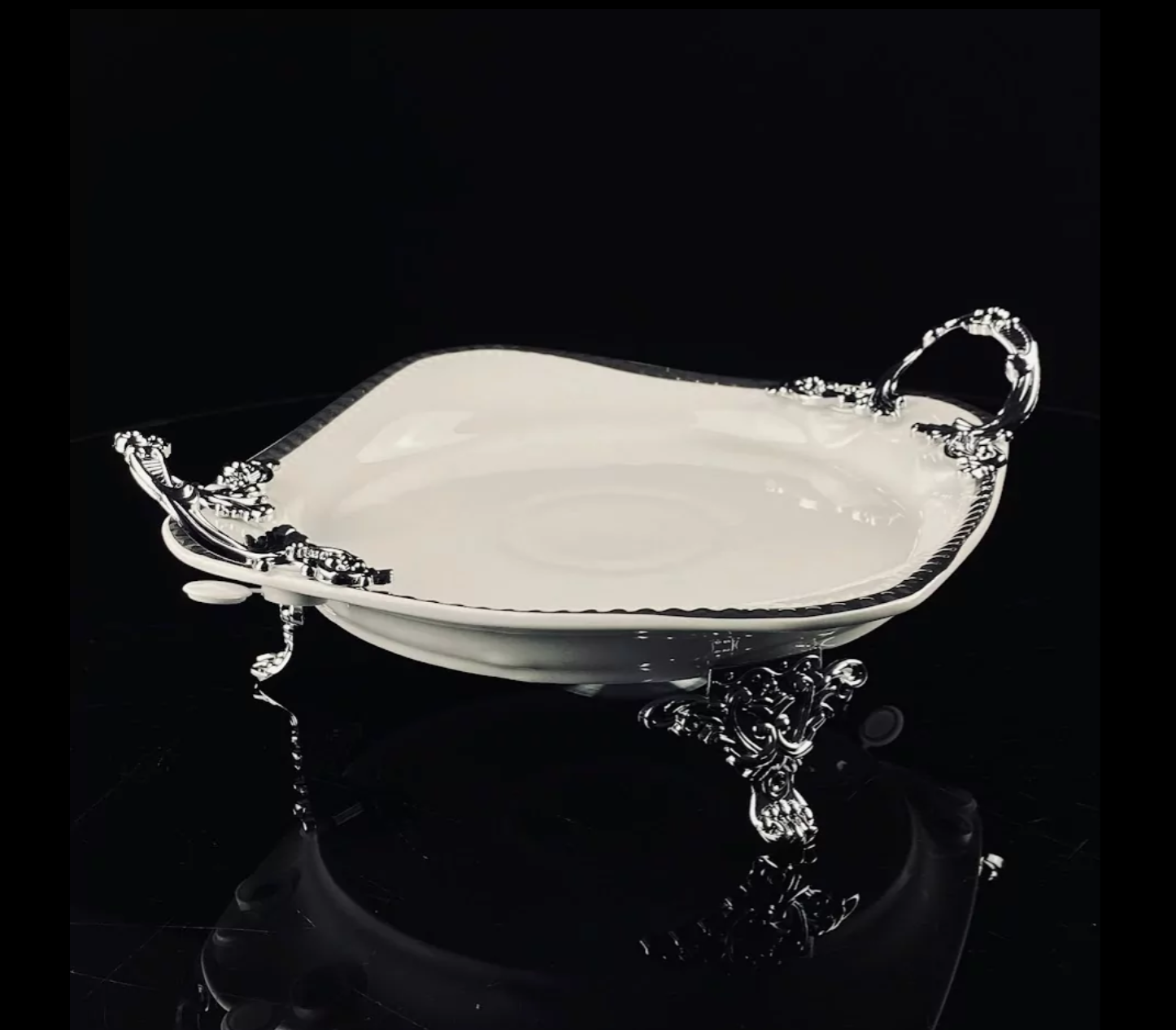 фото Блюдо 33см на ножках с ручками ATLANTIS Фарфор 205-911 118-205-911