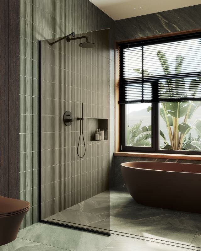 фото Maybah Glass Душевая перегородка в узком профиле 1950*790 Стекло 8 мм Бронза MGD-696-6у Maybah Glass